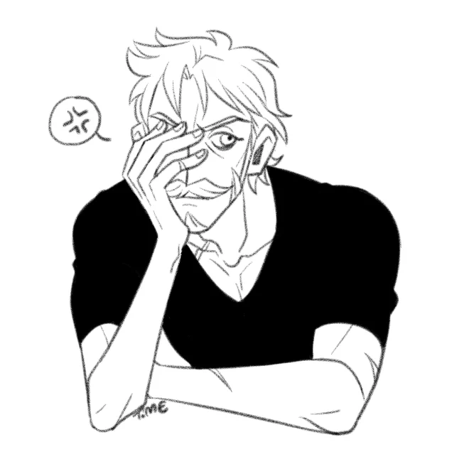 I don't draw angy Hanneman as often as I probably could, but when I do it's just him seeing Manuela with a sandwich. 
