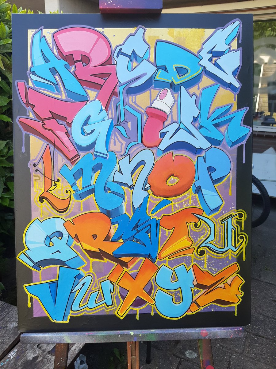 Blipartist's tweet photo. I did a things! Almost done.. #graffiti #graffitiart #graffart #alphabet #canvas #molotow #mixedmedia #traditionalart #study #butnotreally #blipsqueek https://t.co/ery9p7LsjS