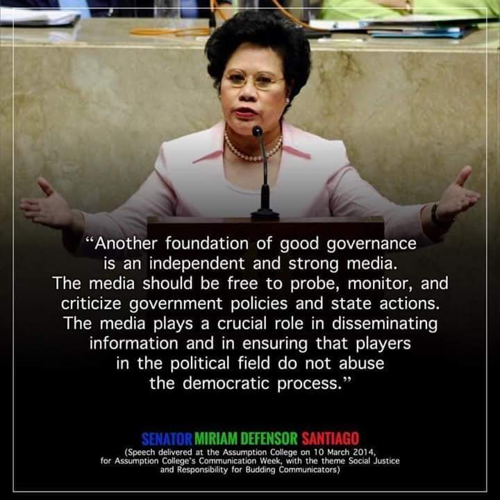 patzoyofficial's tweet photo. On ABSCBN shut down today, let's all remember what the great late Miriam Defensor Santiago said.

#NoToABSCBNShutDown
#OustDuterte https://t.co/AblbpUTrCZ