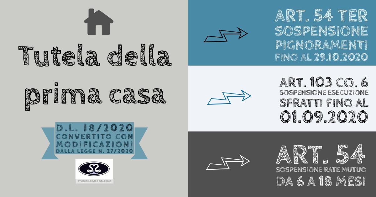 SalernoAvv's tweet photo. Tutela prima casa - DL 18/2020 convertito con modificazioni dal L 27/2020 #COVID19italia #CuraItalia #primacasa https://t.co/XExz3W58pY