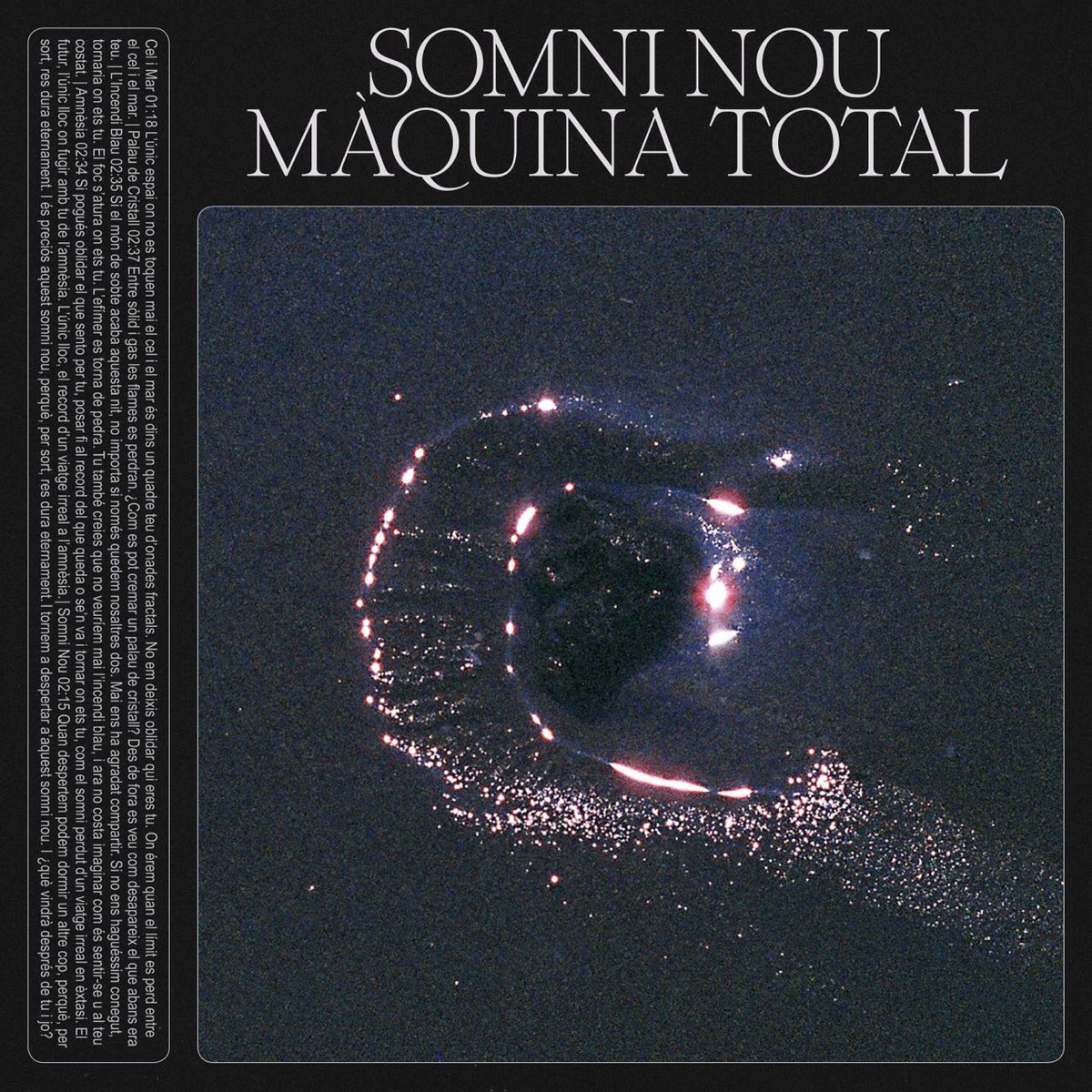 MaquinaTotal_'s tweet photo. Excited to announce my new album SOMNI NOU to be released on May 8th! Listen to the track ‘Palau de Cristall’ and download it when preordering the album in Bandcamp. https://t.co/Oz732bsyti https://t.co/JrrJD9dziS