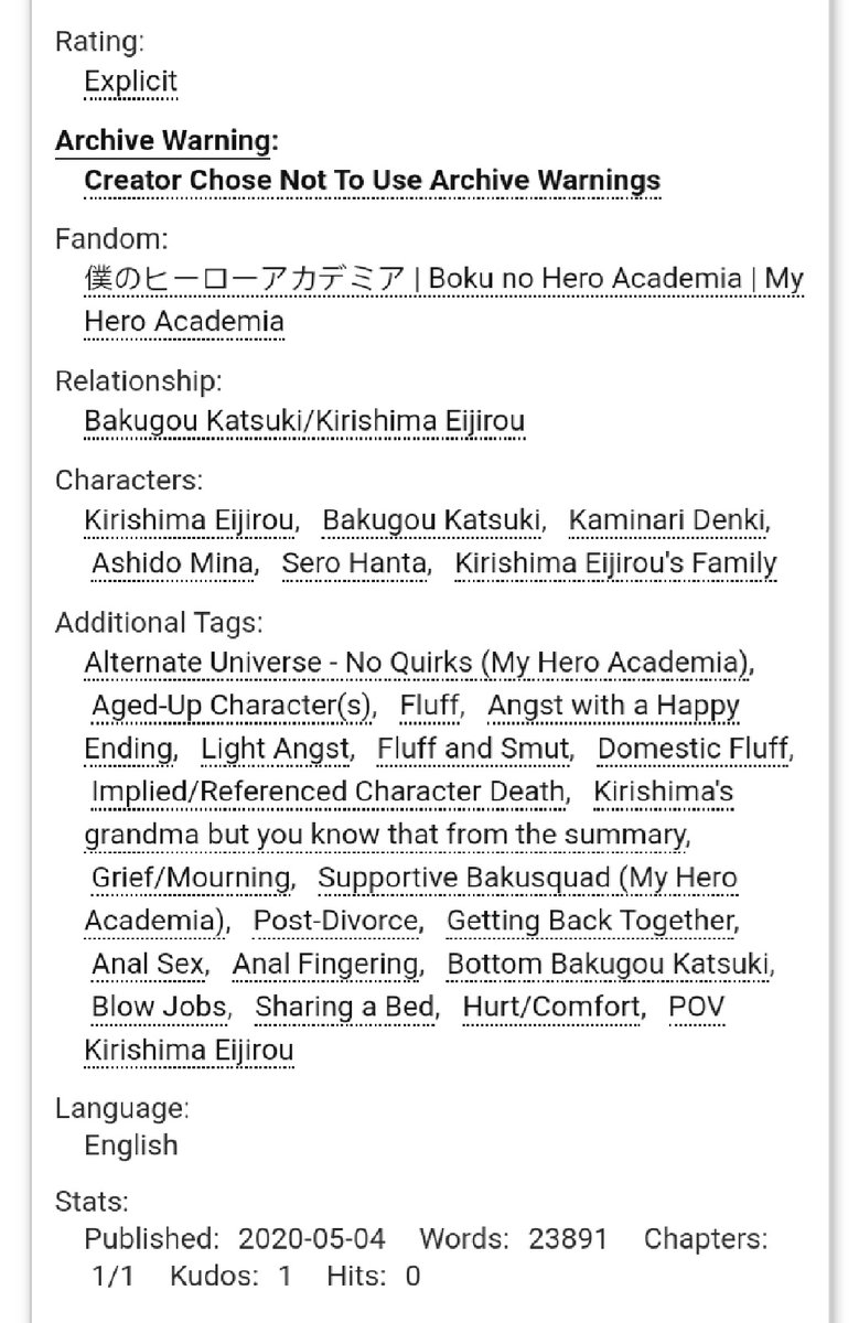 redriothashira's tweet photo. Resident Ships in the Night
23k ~ finished ~ explicit 
https://t.co/EL0h2vNWzF
#kiribaku #krbk https://t.co/HBxPaFjdj8