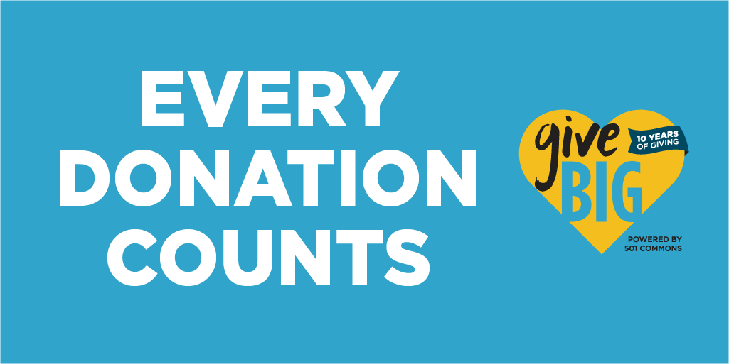 No matter the size, every donation counts! GiveBIG today at givebig.org #Givewhereyoulive #donatetoday #GiveBIG