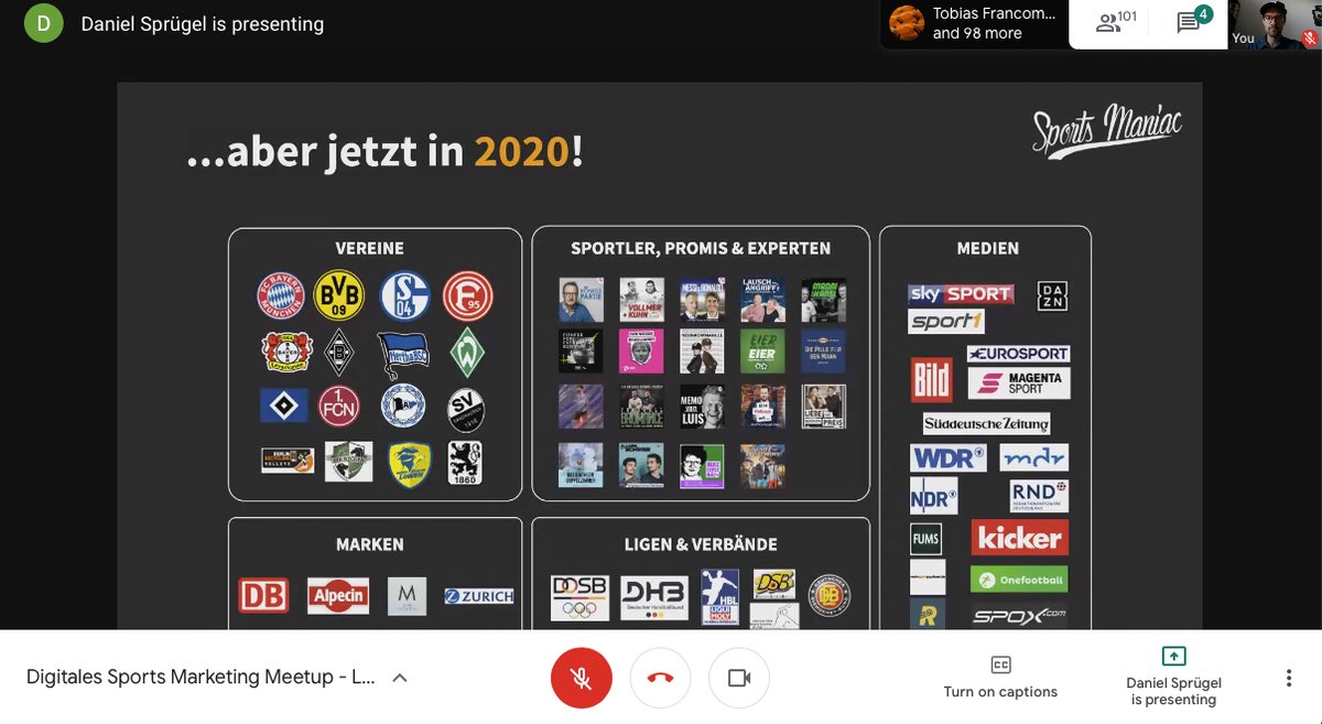 bjoernhesse's tweet photo. 🚀🚀 Über 100 Teilnehmer bei unserem ersten DIGITALEN SPORTS MARKETING MEETUP aus ganz Deutschland - ihr seid die Geilsten 🤩👍

Wer beim nächsten mal dabei sein will, kommt am besten in unsere LinkedIn Gruppe zum Sports Marketing Meetup >> https://t.co/I2YlP57mu2 https://t.co/vHn2hg1cJf