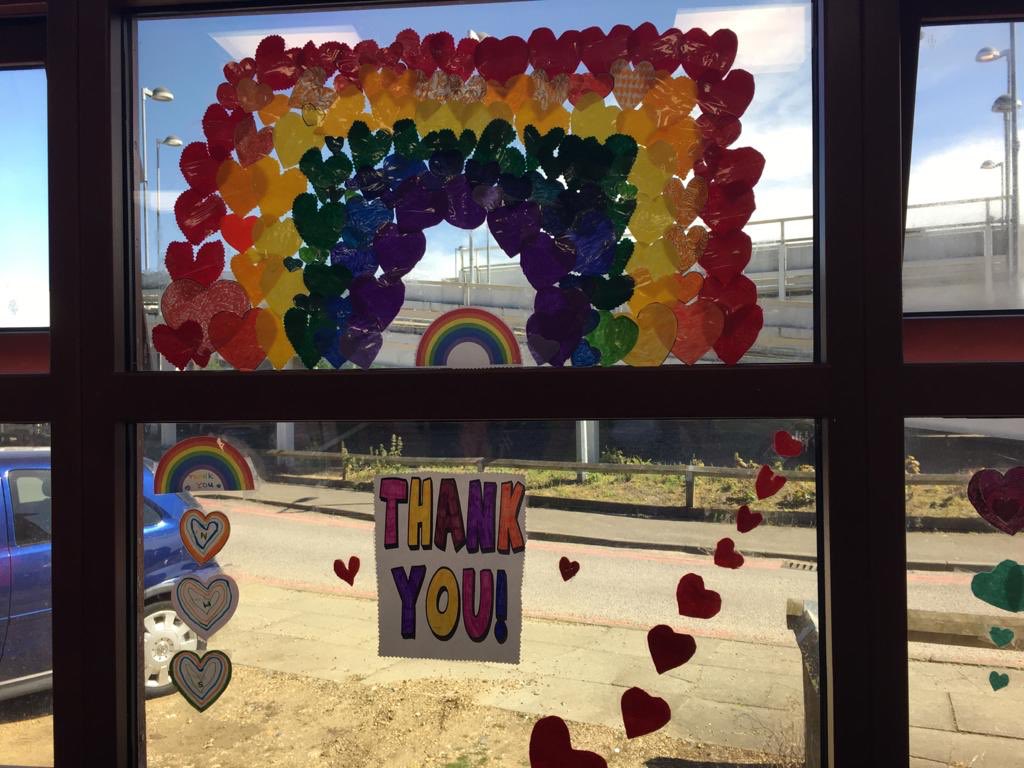 Our service users have been busy today! A rainbow of hearts to say a big thank you to all the NHS staff and key workers🌈💖

<a href="/sabpNHS/">Surrey and Borders Partnership NHS Foundation</a> <a href="/Bmat111/">Bertha Matunge</a> <a href="/Lorna_Payne/">Lorna Payne</a>