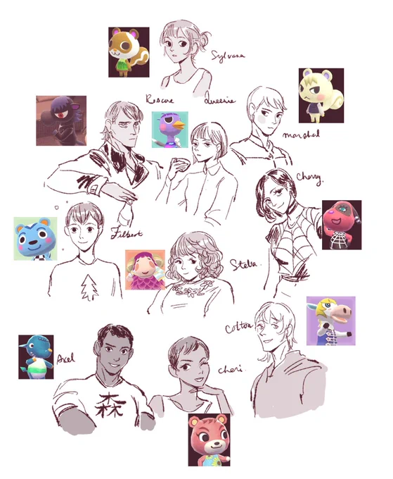 Most of these are going to be reworked but I sketched up some human versions of my villagers!! It was fun to do 