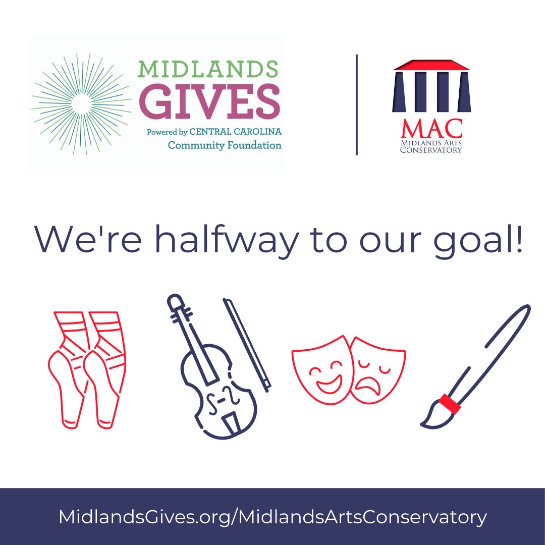 arts_midlands's tweet photo. Thank you to everyone that has donated so far! We're halfway to reaching our goal of $10,000! To help us reach our goal and provide amazing opportunities to our students, click here>> https://t.co/Cwv5ZerJzg #ThinkCreateChangeTheWorld #MidlandsGives https://t.co/zp2eHFrXbL