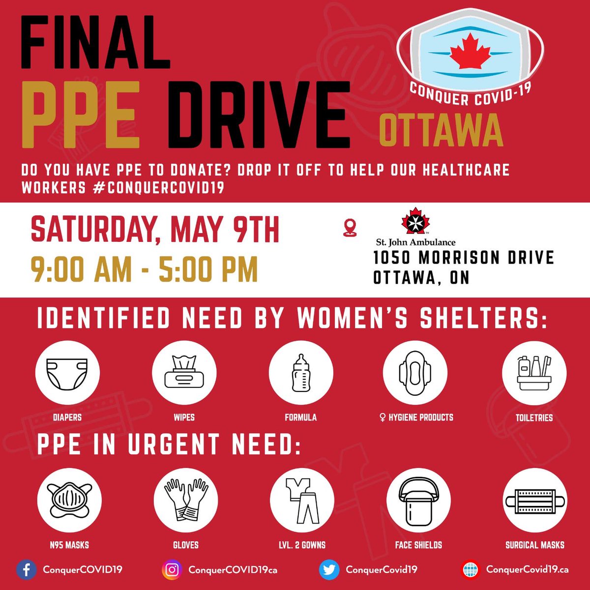MedCuriosity's tweet photo. Let's make this Saturday's last #conquercovid drive in Ottawa - our best one yet! Please share &amp; support the cause @ottawacity ! https://t.co/vnYAwX1vXt