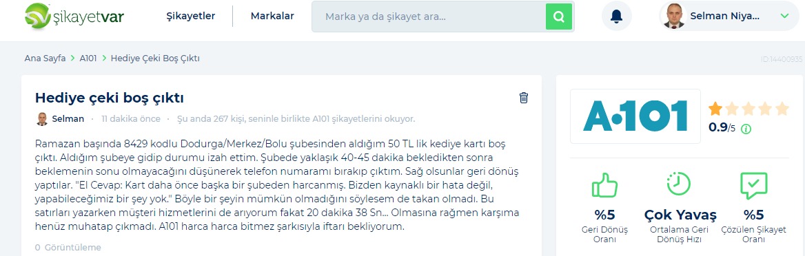 #a101 Ahirette sizden alacaklıyım.