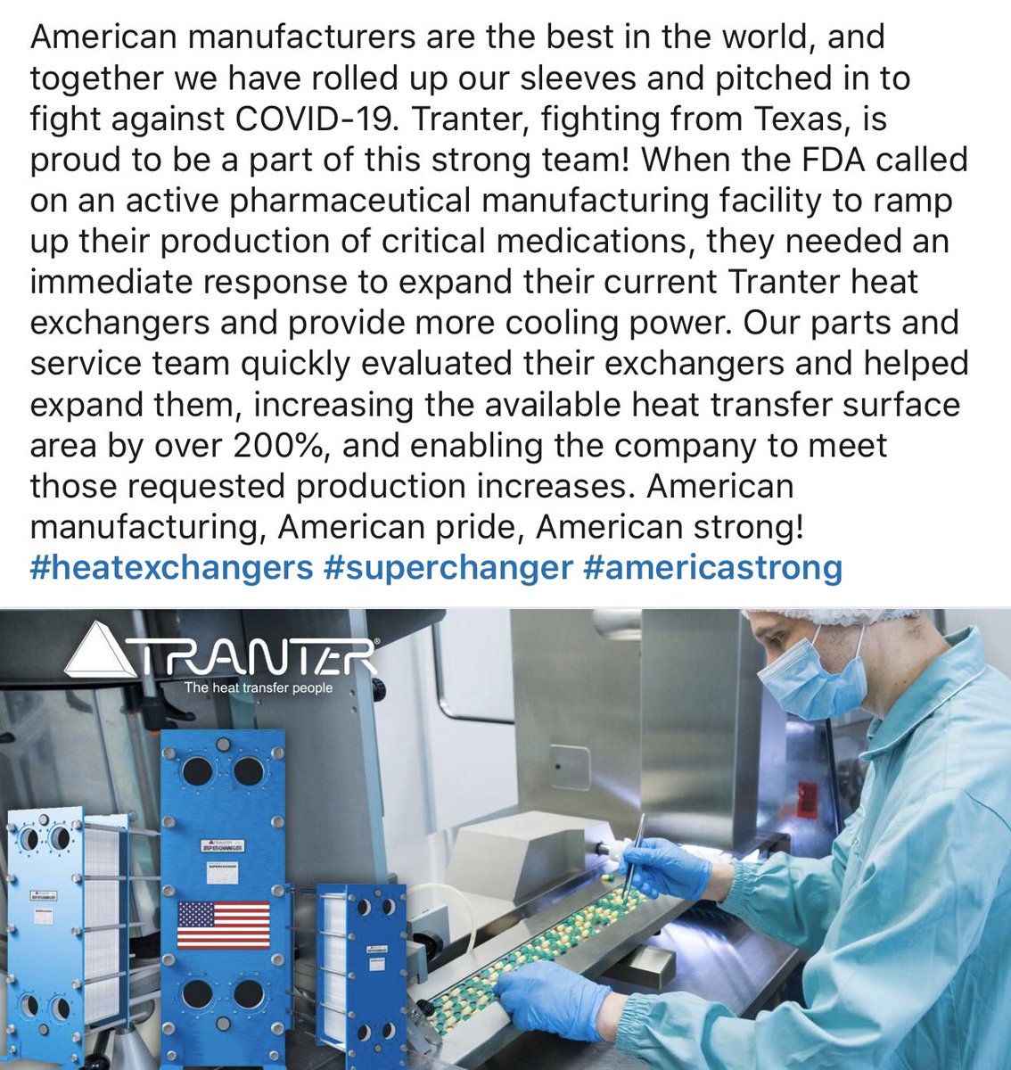 tranterinc's tweet photo. #heatechangers #AmericaStrong https://t.co/Pa0fXxMp38