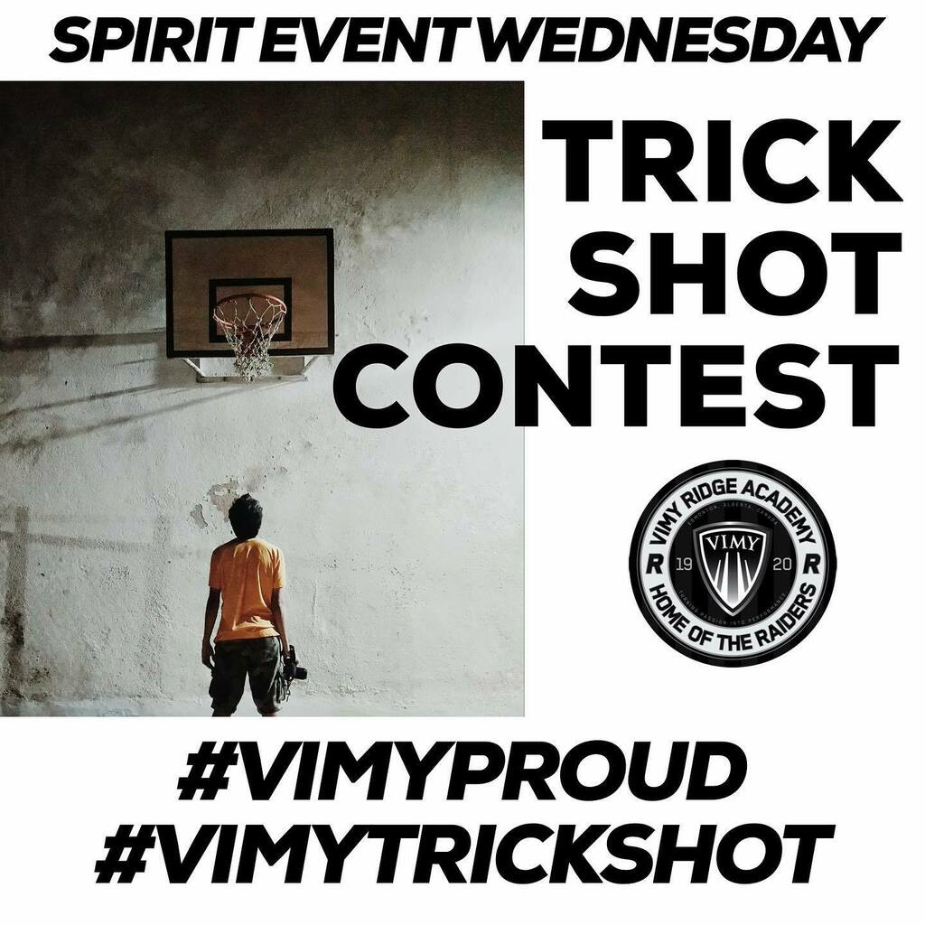 VimyAcademy's tweet photo. 🏀🏒🏓CONTEST TIME 🏀🏓🏒 this week : trick shot contest. Grab a basketball (or whatever else you have) and film your trick shot! Tag us in your video and post to Instagram, story or Twitter. All videos must be in by Thursday morning! Prize is a pair of vimy slides! #vimyprou… https://t.co/vnoSBHilws