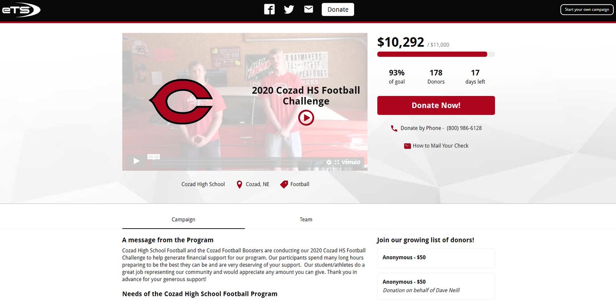 ryang2389's tweet photo. Congrats to Coach Cargill and @CozadFootball Football who have already raised over $10,000 so far. Please DM if you would like more info on how to get started with your program! #EasiestFundraiserEver https://t.co/U0uZj3WctB