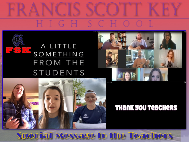 CCPSk12's tweet photo. Students at Francis Scott Key HS send a message to thank their teachers. Watch the video at https://t.co/6NmIAO9xXf. https://t.co/bdnXbzcruB