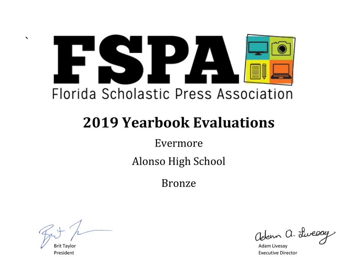 ybkcreative's tweet photo. Congrats to the @AlonsoYearbook staff for earning a Bronze from the @FSPA for their 2019 yearbook! We know that this 2020 book is even better! // @alonsohigh @AHSKenHart @AlonsoMagnet https://t.co/tm9wowfqXd