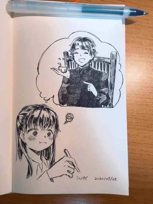 #一発描き出来たらかっこいいなと思ったので描いてみました 