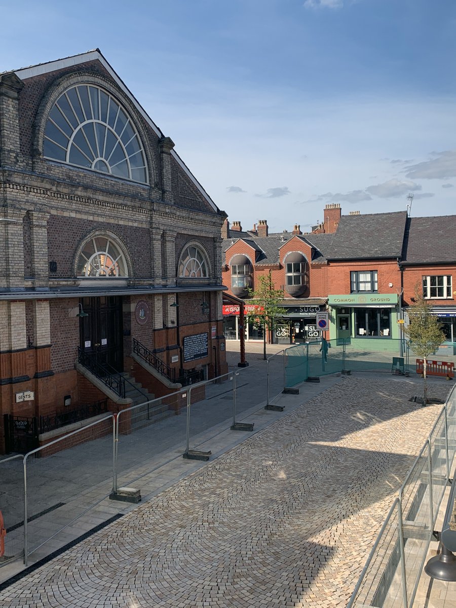 PlanitIE's tweet photo. Town centres are quiet at present but we, Aligned & @civicengineers are busy creating beautifully rebalanced streets; soon to welcome you to crash out at a cafe table, lounge on a sunny bench, browse through market stalls... granite #segmentalarch Greenwood St #Altrincham https://t.co/qMEZgKLhRP