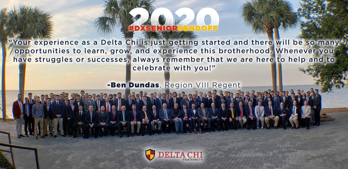 DeltaChiHQ's tweet photo. โCongratulations to all our graduating brothers! It has been great to see the impact you have had on your chapters. Iโm excited to see the impact you make as you move into your careers and as alumni!"
- Ben Dundas, Region VIII Regent
#DXSeniorSendoff https://t.co/GWO5XzcY9z