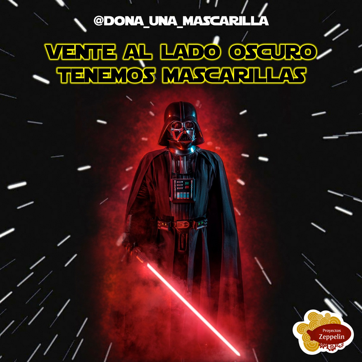 tu_zeppelin's tweet photo. "Revenge of the 5th", hoy 5 de mayo recuerda usar tu mascarilla! Únete al lado oscuro y cuidemosnos entre todos 💪, si deseas ayudar ingresa en instagram a @ dona_una_mascarilla, o ingresa a nuestra pagina web para donar 🎉.
#CuidemonosEntreTodos https://t.co/B7Vb1cO03n