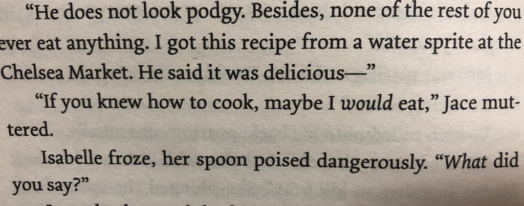 Chapter 9 brought us Isabelle’s cooking skills, or lack there of  Poor Simon  #TMI  #CoB