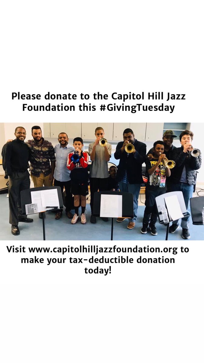 Please consider making a tax-deductible donation to the <a href="/CapitolHillJazz/">CHJazzFoundation</a> foundation this #GivingTuesday Visit capitolhilljazzfoundation.org to make your donation today!