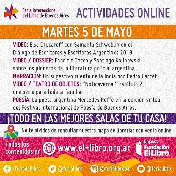 ImpServicop's tweet photo. En estos días se tendría que estar desarrollando la @ferialibro
Los planes cambiaron, pero la feria generó un montón de propuestas para que puedas disfrutarla #EnCasa.
Les compartimos la programación de hoy, pero hay actividades todos los días!
https://t.co/cfiSZ8me9n https://t.co/EEckcV0at8