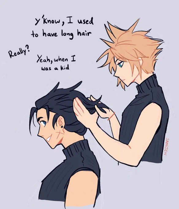 i just wanted to draw zack with his hair up but of course i had to make it a whole thing

#zakkura #clack 