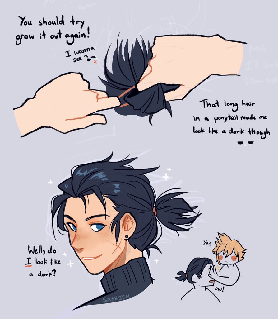 i just wanted to draw zack with his hair up but of course i had to make it a whole thing

#zakkura #clack 