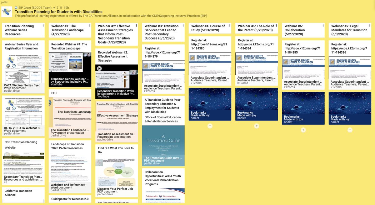 Supporting Innovative Practices (SIP) (@sip_impact_) on Twitter photo Tomorrow!
Secondary Transition Webinar #3: Transition Services that Lead to Post-Secondary Success by CA Transition Alliance Team.
Wildly Informative!
Register English: bit.ly/39T9pBD
Register Spanish: bit.ly/2KehCWm
Padlet: padlet.com/SIP_Grant/Tran…
<a href="/CADeptEd/">CA Department of Education</a> Tomorrow!
Secondary Transition Webinar #3: Transition Services that Lead to Post-Secondary Success by CA Transition Alliance Team.
Wildly Informative!
Register English: bit.ly/39T9pBD
Register Spanish: bit.ly/2KehCWm
Padlet: padlet.com/SIP_Grant/Tran…
<a href="/CADeptEd/">CA Department of Education</a>
