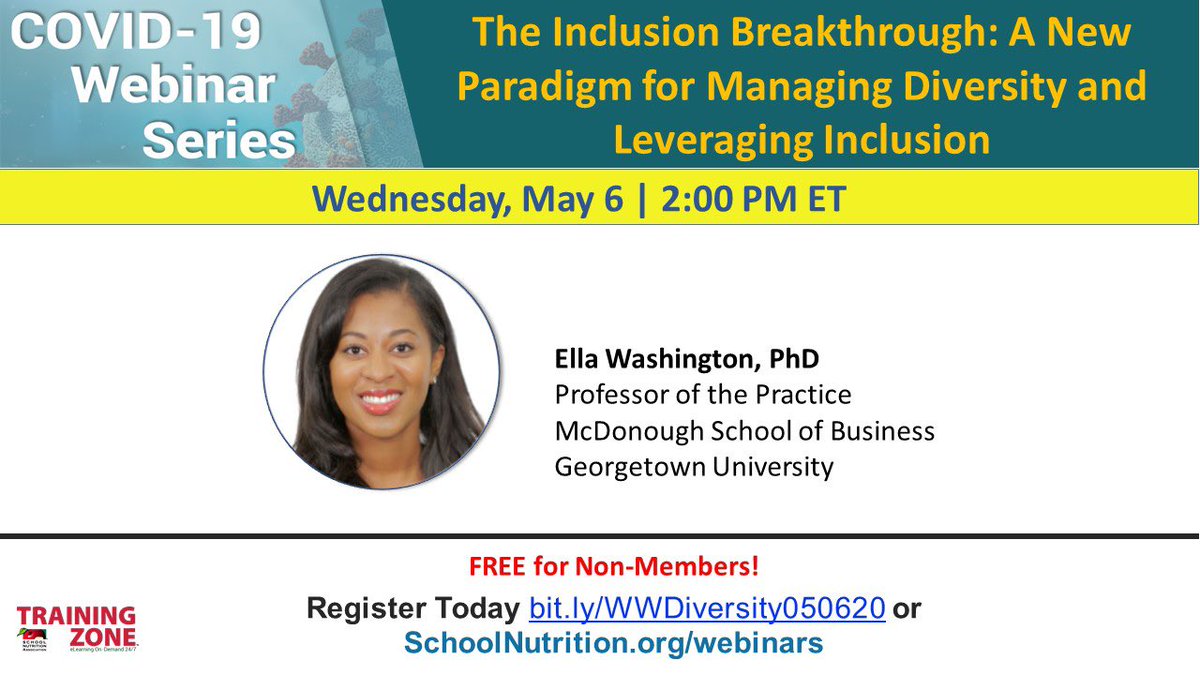 SchoolLunch (@schoollunch) on Twitter photo Want to make your team stronger? Join us during our next COVID-19 Webinar, this Wednesday, May 6, as we discuss diversity and inclusion and the impact of COVID-19. <a href="/Ellavate_/">d’angelo</a> <a href="/msbgu/">Georgetown McDonough</a> <a href="/Georgetown_Exec/">Georgetown Exec Ed</a> Register now: bit.ly/WWDiversity050…
#WebinarWednesday #SNAWebinar Want to make your team stronger? Join us during our next COVID-19 Webinar, this Wednesday, May 6, as we discuss diversity and inclusion and the impact of COVID-19. <a href="/Ellavate_/">d’angelo</a> <a href="/msbgu/">Georgetown McDonough</a> <a href="/Georgetown_Exec/">Georgetown Exec Ed</a> Register now: bit.ly/WWDiversity050…
#WebinarWednesday #SNAWebinar
