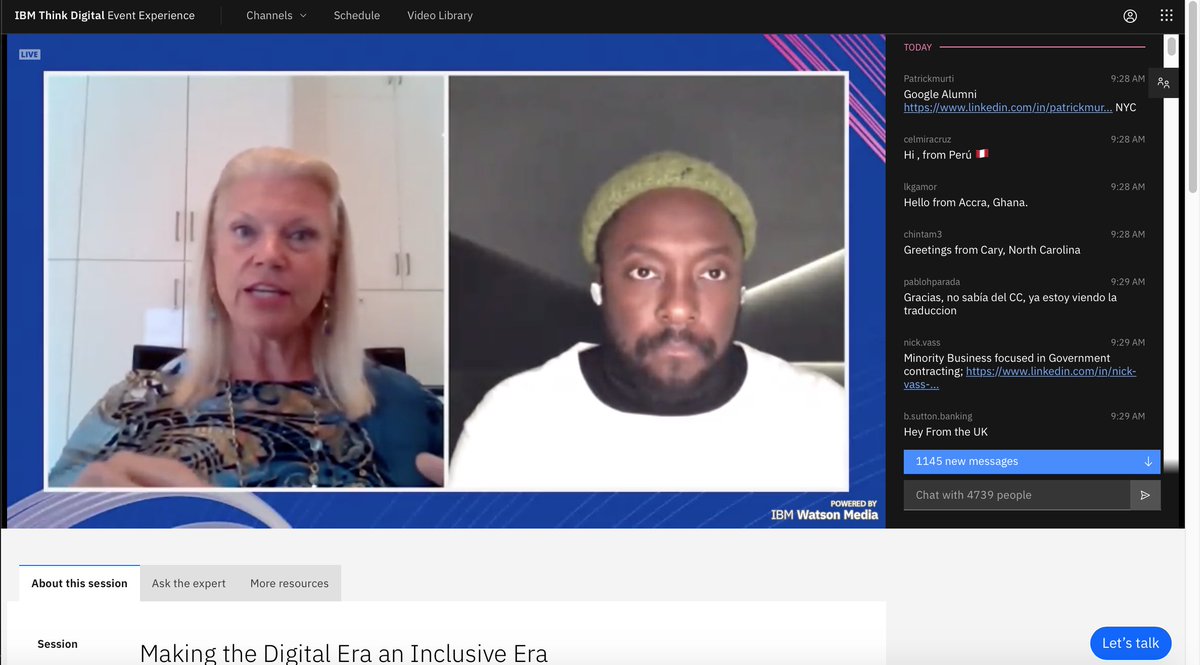 Proud of how conscious is #Think2020 of the current environment and how it transformed into an excellent digital experience! Watching live now <a href="/GinniRometty/">Ginni Rometty</a> <a href="/iamwill/">will.i.am</a> : ibm.com/events/think/w…