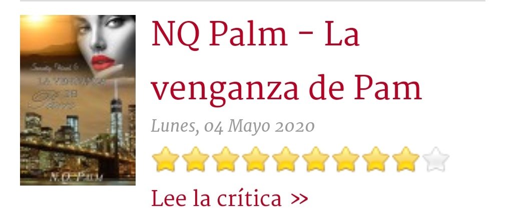 ¡Buenas tardes! 📚 Os dejamos la crítica de la novela La venganza de Pam de NQ Palm, realizada por Maribel Moreno 😉 #crítica #NovelaRomántica #Reseña 

rnovelaromantica.com/criticas/item/…