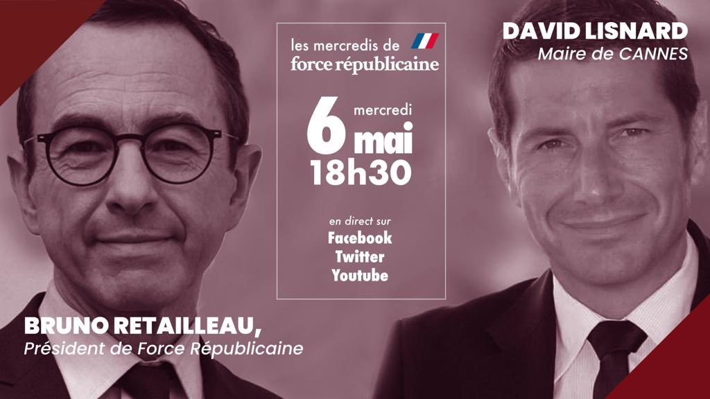 ForceRep_fr's tweet image. Notre prochain atelier aura lieu demain à 18h30 en visioconférence avec le maire de Cannes @davidlisnard et @BrunoRetailleau 
L'occasion d'aborder la crise #COVIDー19 avec la vision d'un élu local et il présentera les actions concrètes qu'il a pu réaliser
