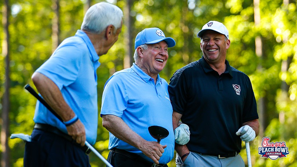 CFAPeachBowl's tweet photo. Catch your favorite coaches on the course today at 4 p.m. ET ⛳️

#CFAPBGolf 📺https://t.co/Z6OpcJr7zm https://t.co/2mxh07XjiA