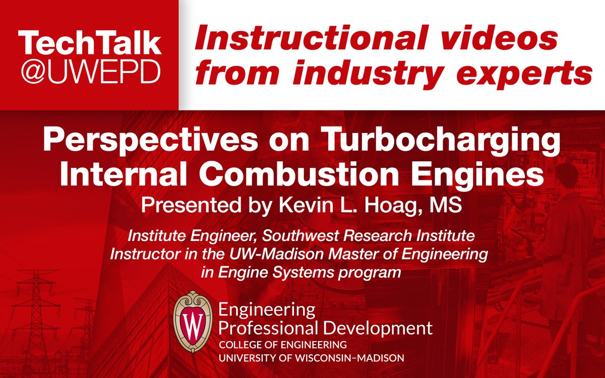 UW_InterPro's tweet photo. In our latest TechTalk@UWEPD, engine expert Kevin Hoag, MS, talks turbocharged internal combustion engines!
Watch now: https://t.co/O0mBlUEvUb
#UWEPD #engines #turbo #engineering #automobile #trucks #enginedesign @UWMadEngr https://t.co/h0wrk2uTxD