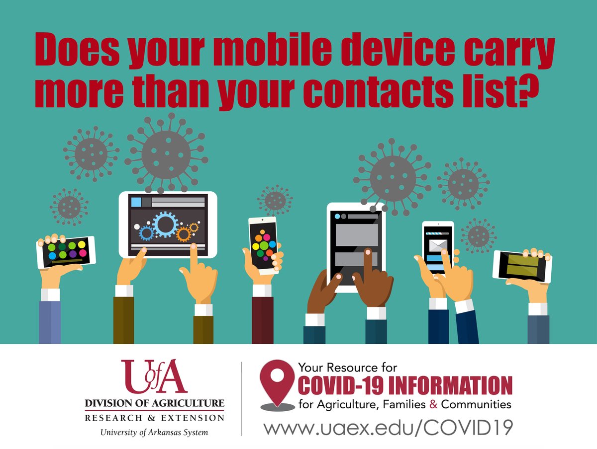 NWAPlantAgent's tweet photo. Did you know your cell phone or mobile device can also hold the COVID-19 virus? Learn how to keep the virus away from your smart phone and yourself: https://t.co/xYykdQ58Ov #StillOnTheJob @AginArk https://t.co/r4Y5W1BgmV