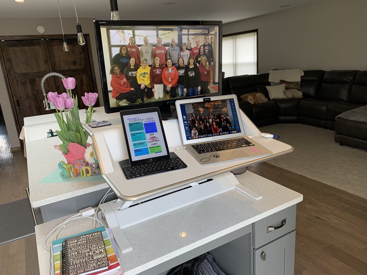 Mrs. Hill’s at-home workspace...  Although we are all at home , we are here for you!  Take care and be safe! #Conantcougars