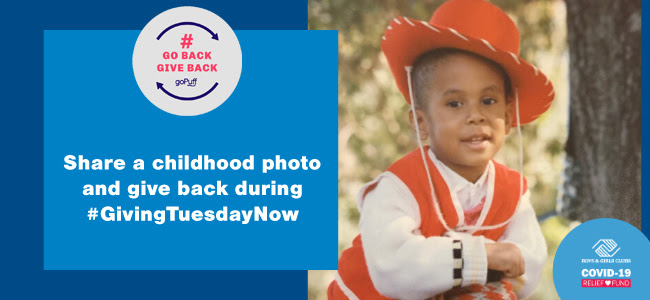 ClubzonaBGC's tweet photo. Let's Throw It Back for #GivingTuesdayNow! 📸 For every *throwback photo* posted on social media using #GoBackGiveBack, goPuff @gopuff will donate $5 to the Boys & Girls Clubs COVID-19 Relief Fund! 😃
#greatfutures #goPuff https://t.co/BwXxmANzZn
