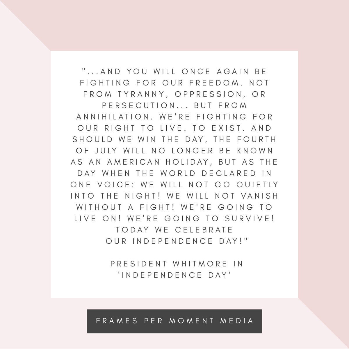 FramesM's tweet image. I was recently watching 'Independence Day' was was reminded how much I love the president's speech. We are stronger together, and that felt particularly apt at this time - Natalie
•
•
•
#bettertogether #oneworld #strongertogether #onelove #loveoneanother