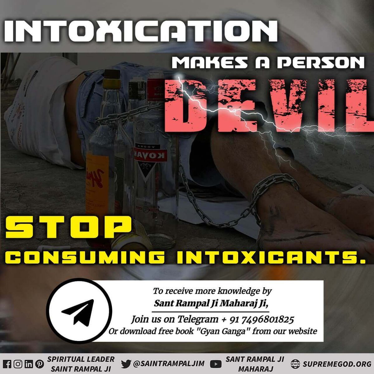 MkpJi's tweet photo. #Say_No_To_Alcohol
One can get rid of alcohol by true devotion.
 Today, many people have given up alcohol after taking initiation from Sant Rampal ji and there is a prosperity in their family. https://t.co/UvGK0Z4zfh