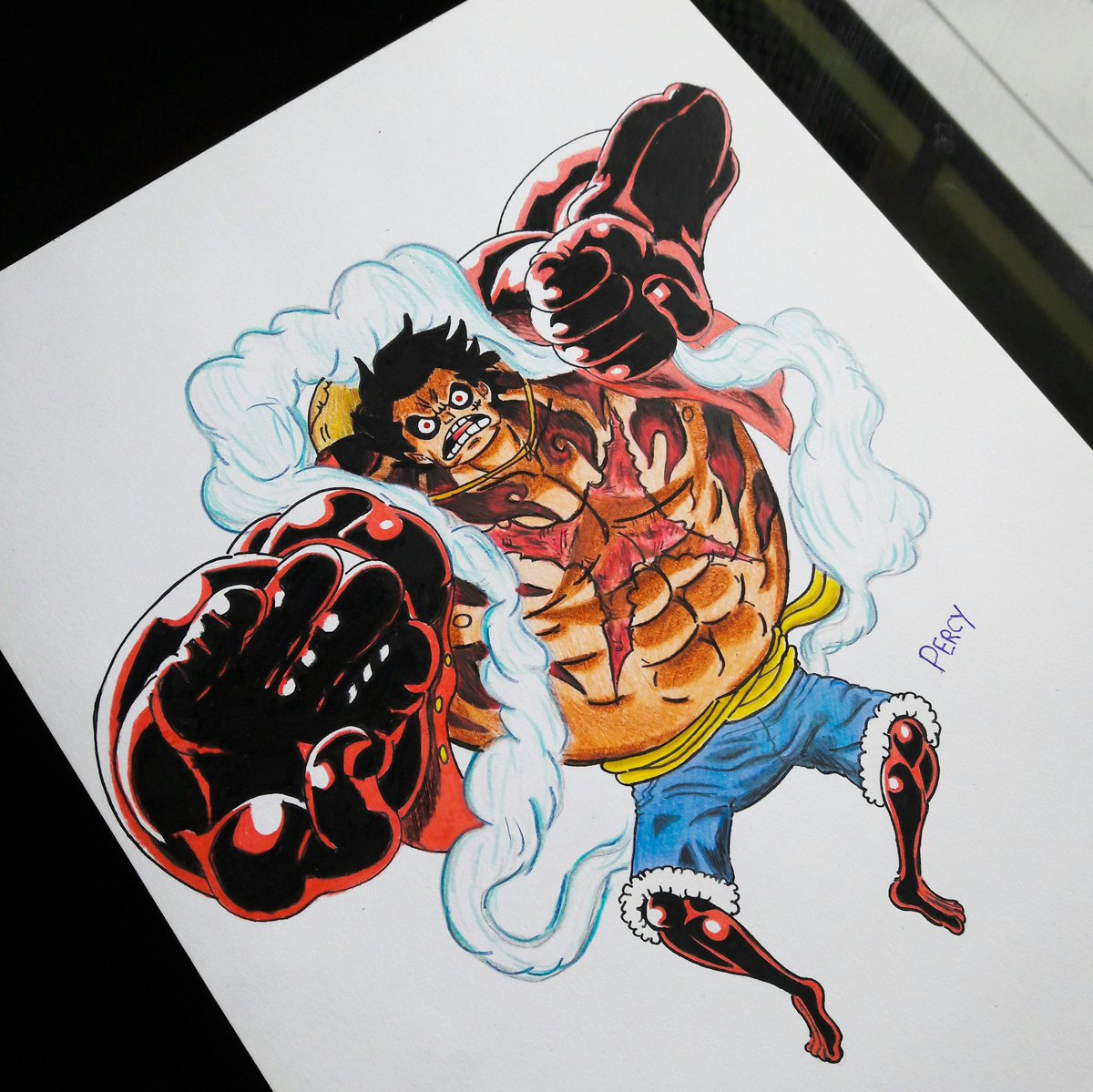 DesingGambar's tweet photo. Primera forma del Gear Fourth "Boundman", Me encanto hacer este, que tal? ^^

#onepiece #mugiwara #nakamas #monkeydluffy #gearfourth #animes #mangas #drawing #pintando https://t.co/o8B0jaOpBT