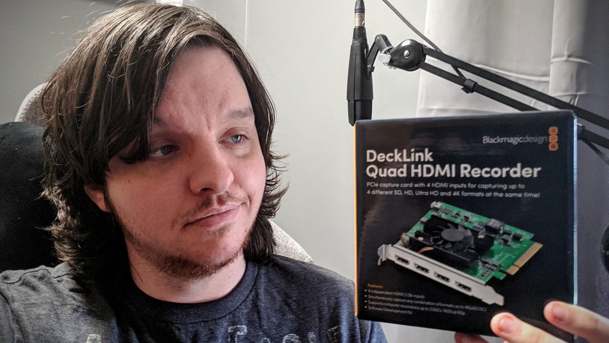TheRhop's tweet photo. Just got my @Blackmagic_News DeckLink Quad HDMI Recorder! Can capture up to four 4K60 HDMI devices simultaneously. Have exciting plans for this👀 #BlackmagicDesign #DeckLink https://t.co/Xd6oJSVuQM