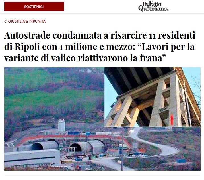Penelopy2000's tweet photo. #autostrade condannata a risarcire per la riattivazione di una frana durante i lavori della #variantedivalico https://t.co/YOucvYt0UL