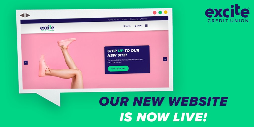 Excite_CU's tweet photo. Drumroll, please...Our NEW website is Live now. Please visit https://t.co/MFEWbZVxM6, take a tour, and show us some love! You will see tons of financial resources, new features, and a fresh look. 
#excitecu #StepUpToBetter #CUdifference #creditunions https://t.co/ZEsvQ8x4rS
