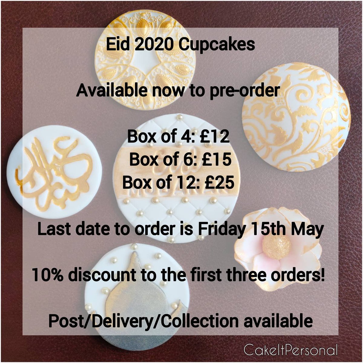 ayshasaj16's tweet photo. #EidCupcakes now available to pre-order. 
#Cupcakes can be posted, delivered locally or collected from North West London (contact free!) The first 3 orders will also receive 10% discount! 

Pre-orders only available until Friday 15th May so get ordering your #cupcakebox! #cake https://t.co/Mbhl83N2W1