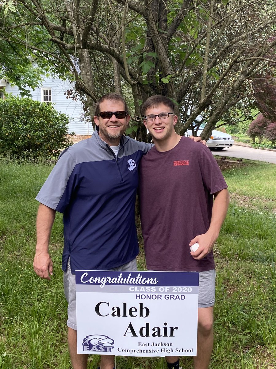 Coach_Hardy12's tweet photo. On our next stop of the day, we dropped off a senior sign for Honor Grad @Adair6Caleb Can’t wait to see this guy play next year at Cleveland Community College! @EJBaseballDugou https://t.co/LfDEt2tjzF
