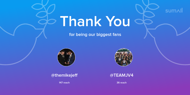 ceejaywinston's tweet photo. Our biggest fans this week: themikejeff, TEAMJV4. Thank you! via https://t.co/LkQqto7puq https://t.co/Y2QFjPqv8q