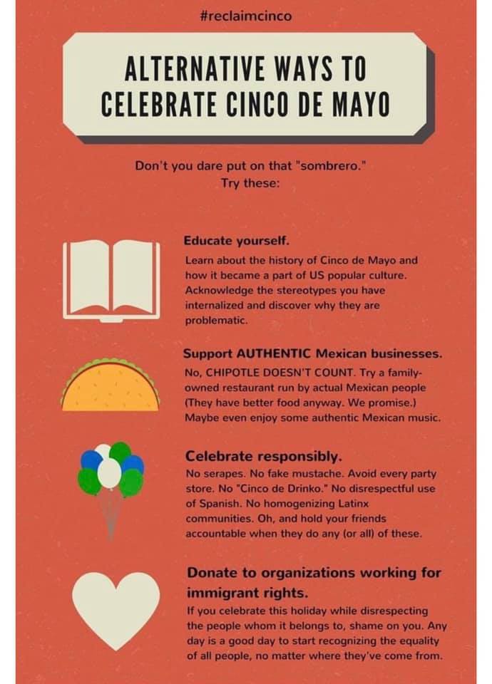 Take a moment to educate yourself before celebrating today! ¡Feliz cinco de mayo a todxs! #reclaimcinco #TeacherAppreciationWeek2020 #ProudPAEducator