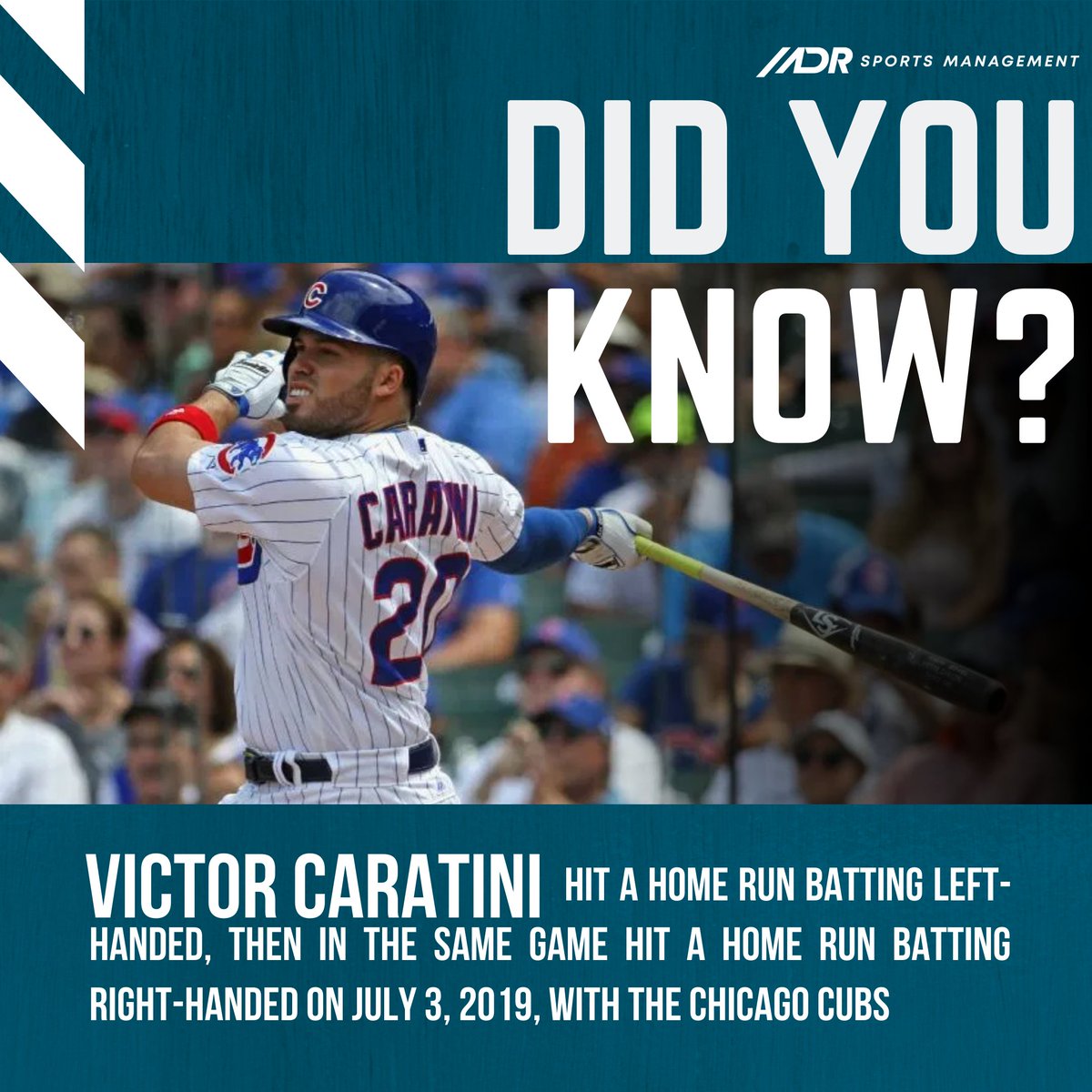 MDRSportsMgmt's tweet image. Left or right? Why not both? @VictorCaratini 
#mdrfamily #funbaseballfacts