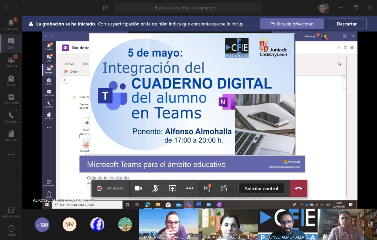 CFIE_PALENCIA's tweet photo. Estamos trabajando ahora con 185 profesores el bloc de notas de clase que nos permitirá recopilar y corregir los deberes de los alumnos. Con este webinar van 28 sesiones de formación online semipresencial desde el 18 de marzo.

#innovaCyL #formaciónCyL #tiCyL 
@educacyl @AlfoAlm https://t.co/8nsbpaY213