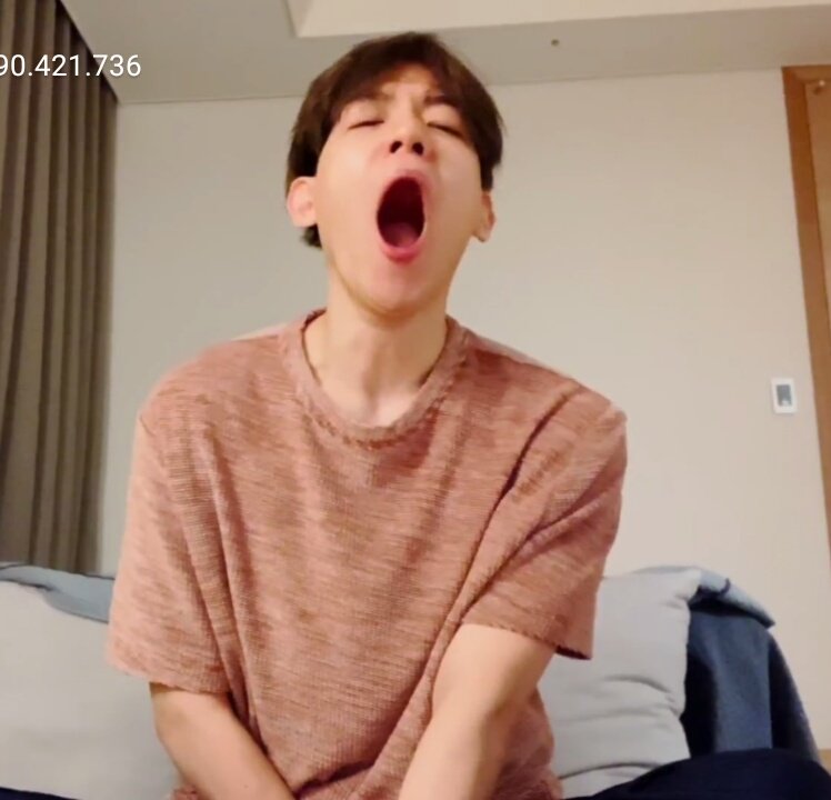loeyon's tweet photo. @B_hundred_Hyun My favourite moment of the live. His yawn it's undoubtedly the cutest. 😢 #HappyBaekhyunDay https://t.co/PwssV2ZN13
